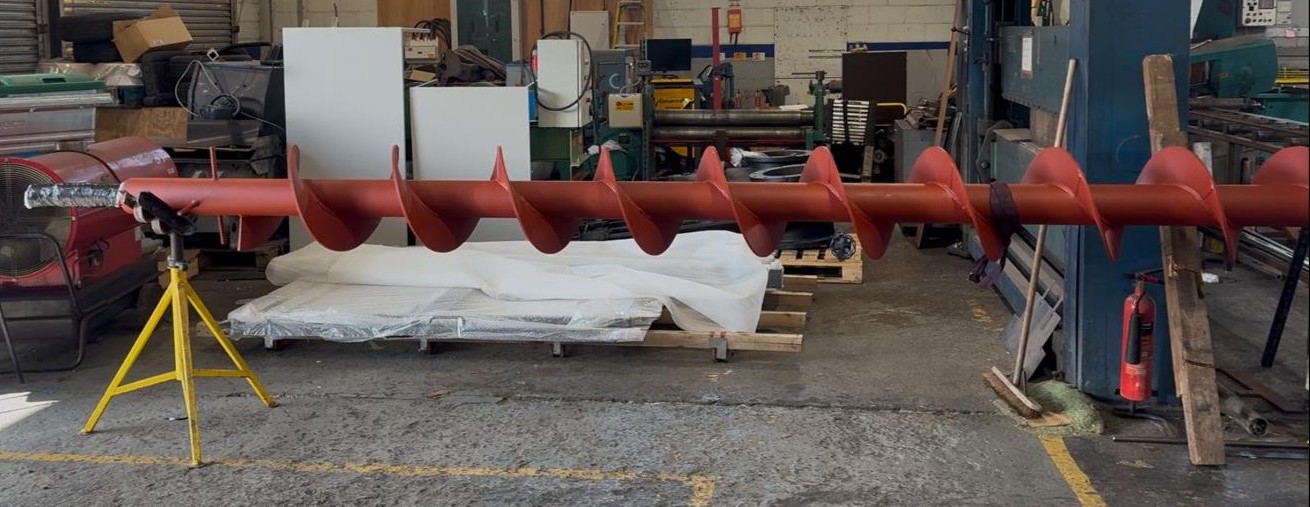Archimedes screw being fabricated in IME's workshop in Essex